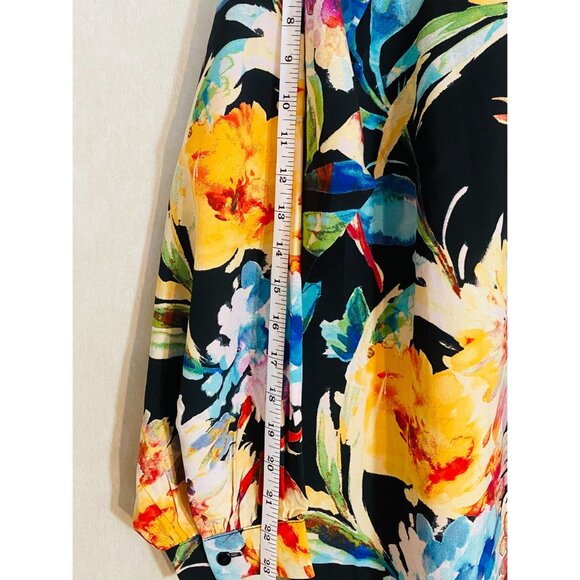 Vero Moda Curve  size 16 Floral Silk Blend Button-Up Dress W/ Billowy Sleeves - Picture 9 of 10